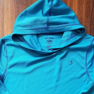 REEL LEGENDS Blue womens Jr Med hood shirt